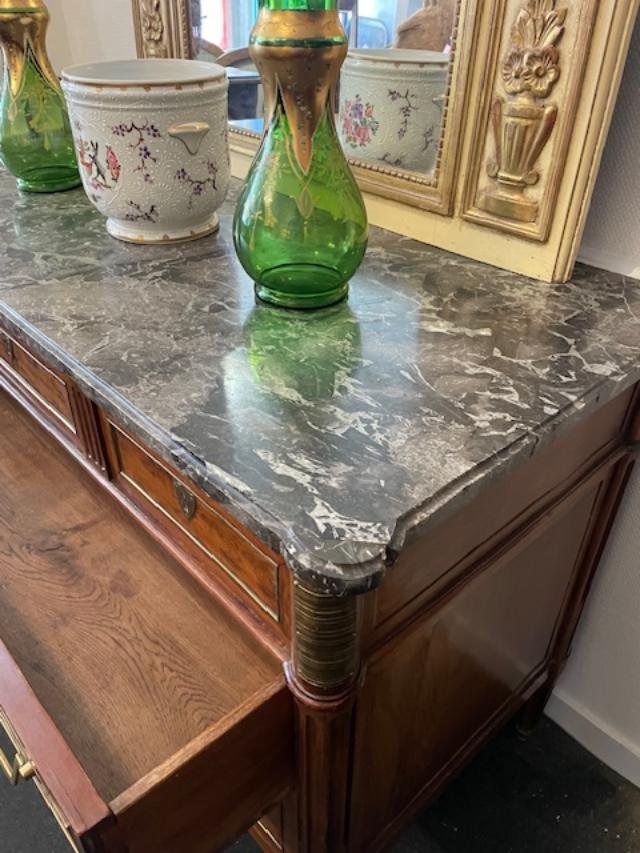 Louis XVI-era Chest Of Drawers In Mottled Mahogany-photo-4