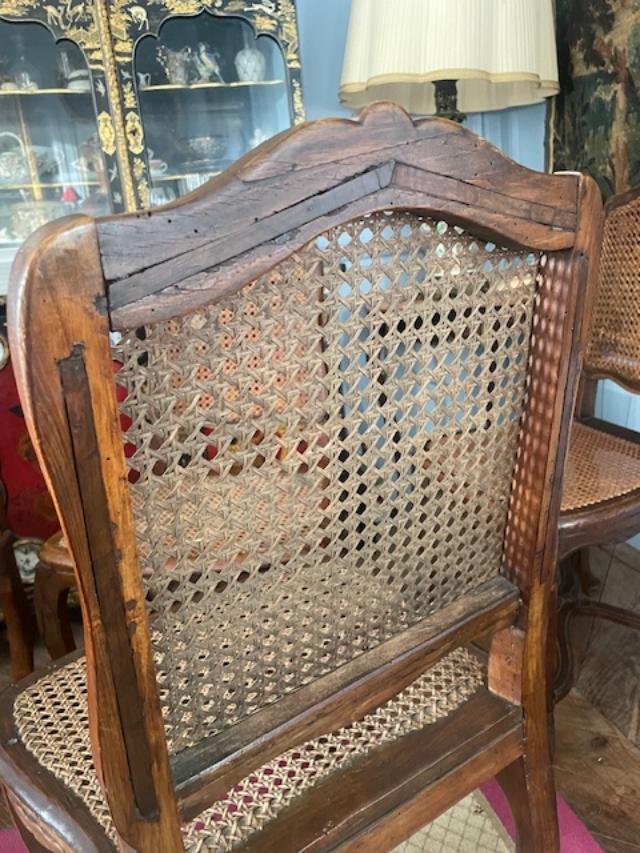 Suite de cinq chaises en bois naturel 18 ème d'époque Louis XV-photo-2