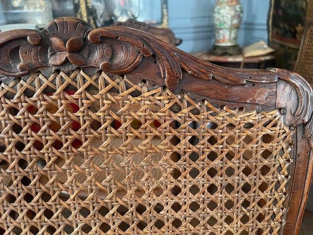 Suite de cinq chaises en bois naturel 18 ème d'époque Louis XV-photo-6