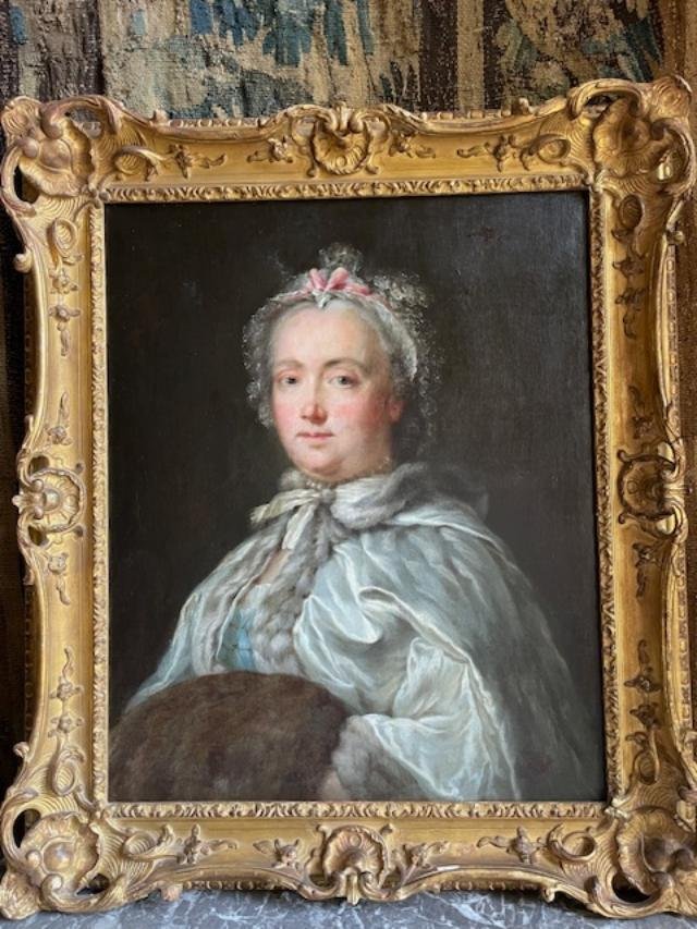 French School, Circa 1760; Portrait Of A Woman With A Sleeve; Circle Of Louis Tocqué