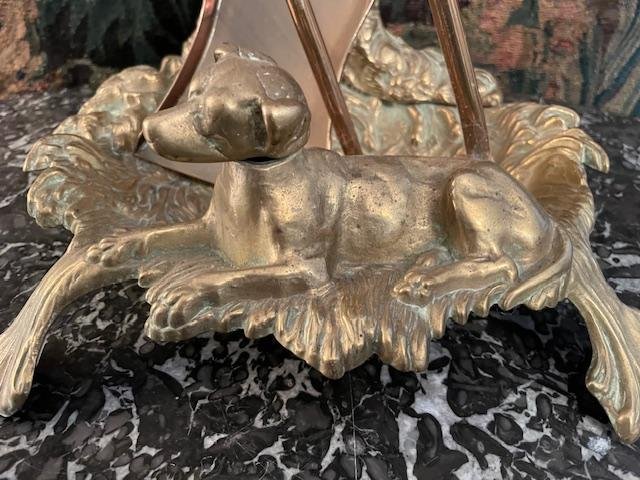 Serviteur de cheminée en bronze à décor de chasse-photo-2