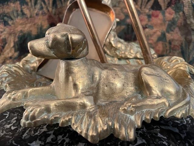 Serviteur de cheminée en bronze à décor de chasse-photo-4
