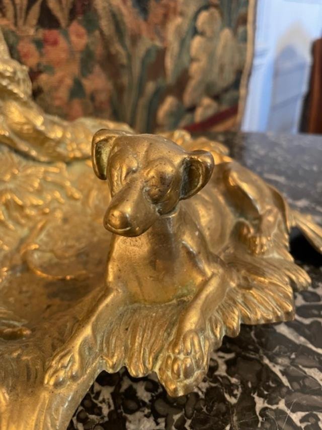 Serviteur de cheminée en bronze à décor de chasse-photo-3