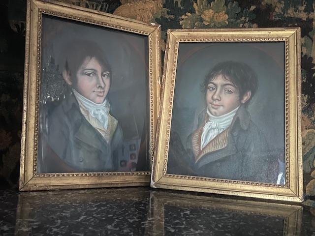 A Charming Pair Of Pastel Portraits From The Directoire Period
