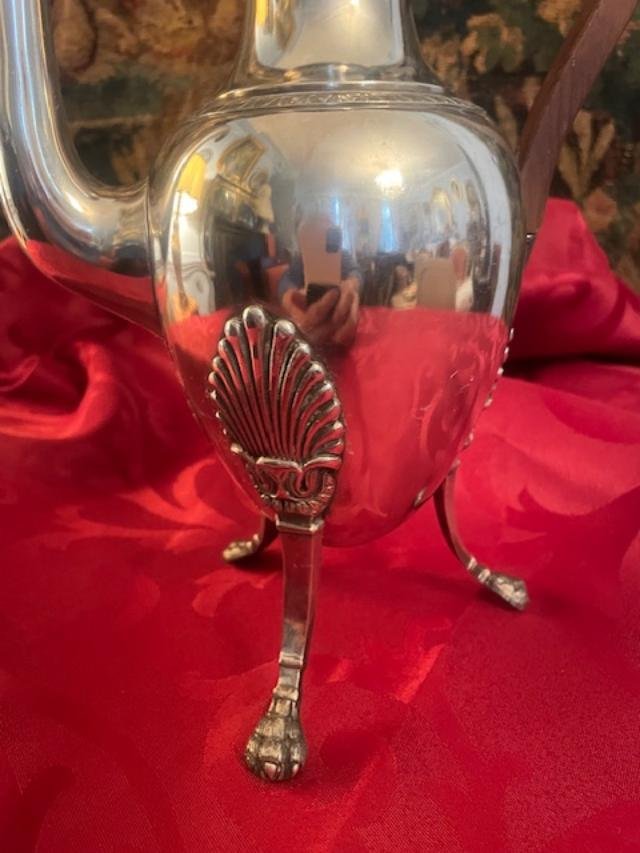 Silver-colored Metal Tripod Pitcher In The Empire Style-photo-2
