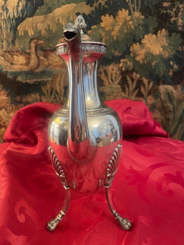 Silver-colored Metal Tripod Pitcher In The Empire Style-photo-2