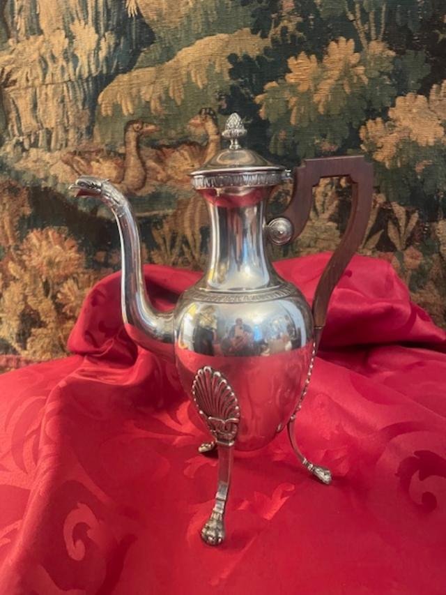 Silver-colored Metal Tripod Pitcher In The Empire Style
