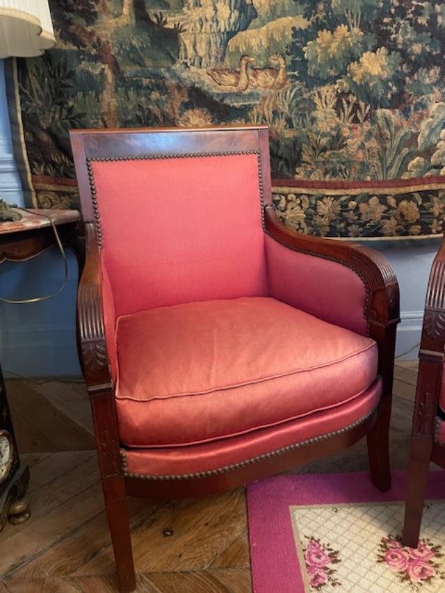 Pair Of Mahogany Armchairs From The Empire Period-photo-2
