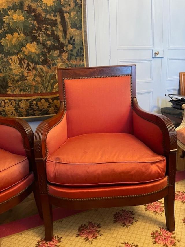 Pair Of Mahogany Armchairs From The Empire Period-photo-3