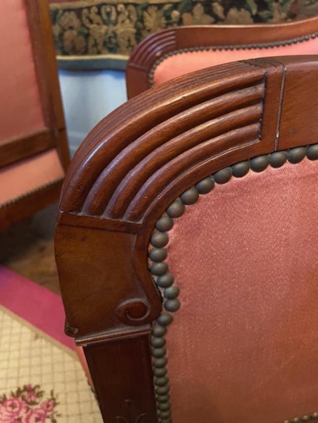 Pair Of Mahogany Armchairs From The Empire Period-photo-2