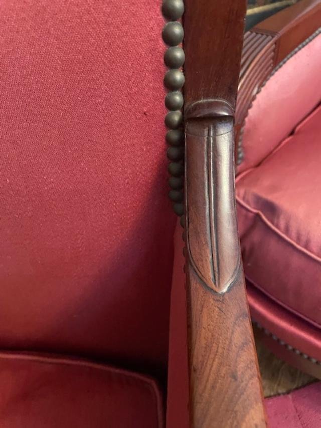 Pair Of Mahogany Armchairs From The Empire Period-photo-5