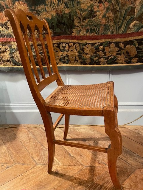 Suite de 4 chaises cannées début 19 ème-photo-2