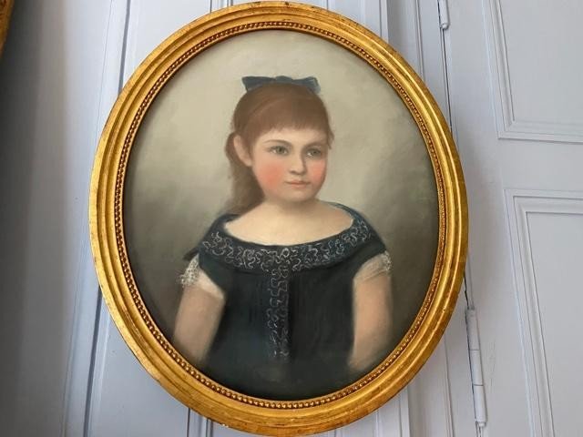 Pastel Portrait Of A Young Girl From The 19th Century