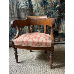 Natural Wood Office Armchair From The Restoration Period