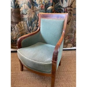 Bergère à coussin en acajou d'époque empire