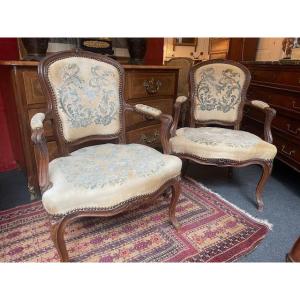 Paire de fauteuils d'époque Louis XV estampillée PORROT
