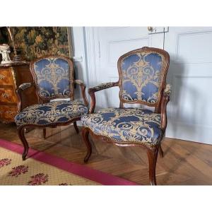 Pair Of 18th Century Armchairs Stamped Noêl-toussaint Porrot