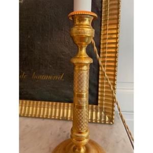 Pied de lampe début 19 ème en bronze doré