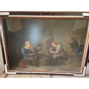 Importante huile sur toile du 17 ème suiveur de David Teniers le jeune