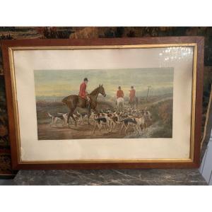 Important English School, Color Print Depicting A Hunting Scene