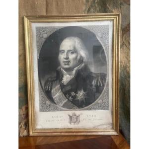 Grande lithographie représentant le Roi Louis XVIII