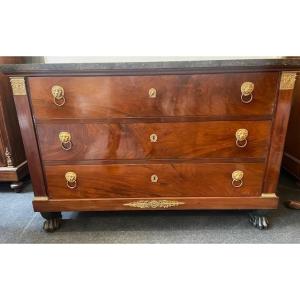 Commode début 19 ème en acajou d'époque retour d'Egypte