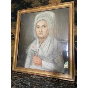 Ecole Française fin 18 ème , portrait de femme en pastel