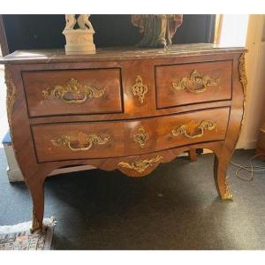 18th-century Chest Of Drawers With Louis XV-era Floral Marquetry