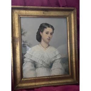 A Romantic-era Pastel Of A Young Girl