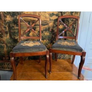 Paire de chaises en acajou d'époque Restauration
