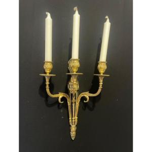 An Elegant Pair Of Gilded Bronze Wall Sconces In The Louis XVI Style