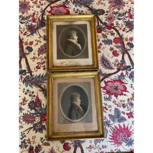 Paire de cadres avec portraits en profil