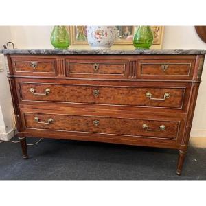 Louis XVI-era Chest Of Drawers In Mottled Mahogany