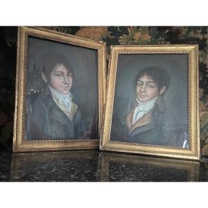 A Charming Pair Of Pastel Portraits From The Directoire Period