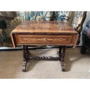 Table / bureau en palissandre et citronnier d'époque Charles X