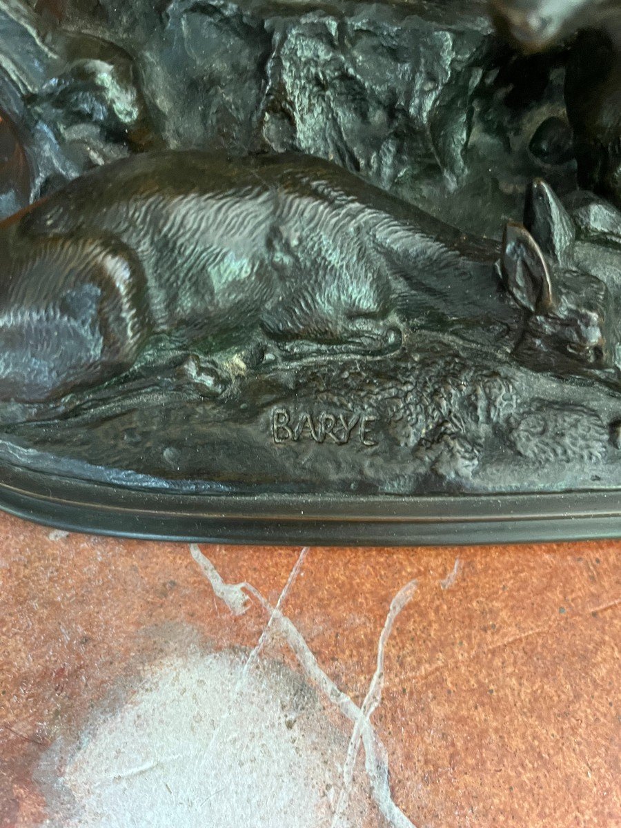Antoine Louis Barye, Famille De Cerfs Et Biches, Bronze Animalier, Chasse, Vénerie-photo-2