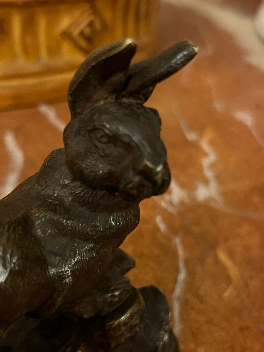Bronze Animalier, Lièvre, école Françaie Du XIX° Siècle-photo-4