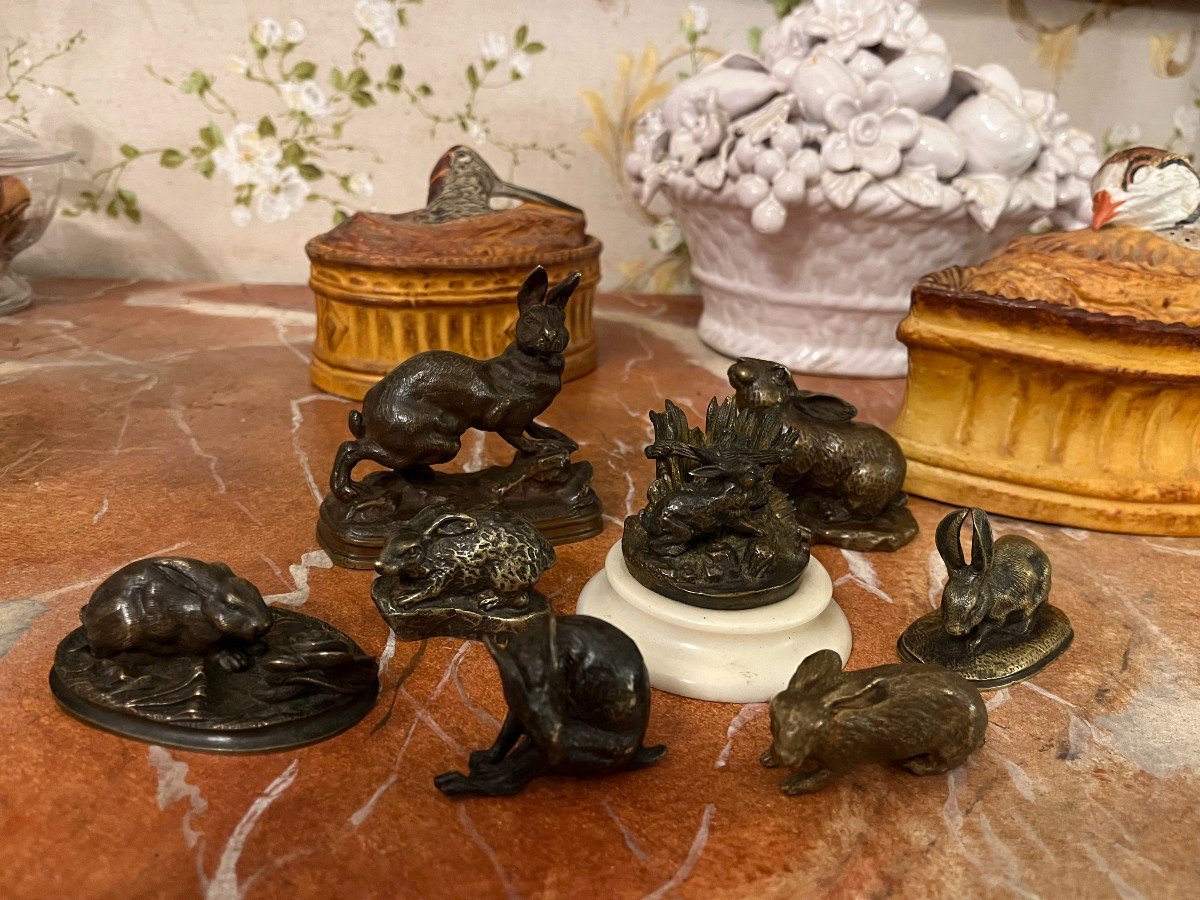 Bronze Animalier, Lièvre, école Françaie Du XIX° Siècle-photo-1