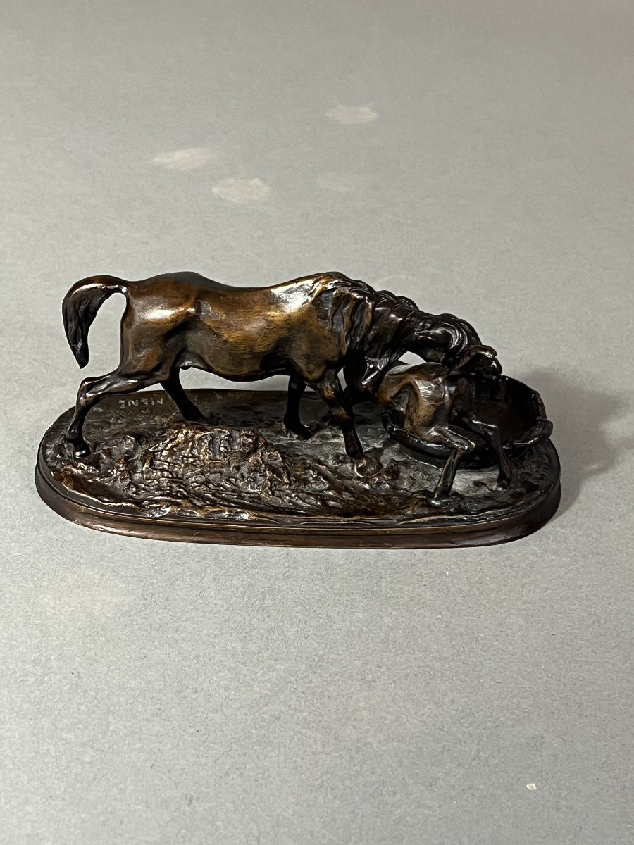 Animal Bronze Sculpture, Pierre Jules Mène, Mare And Her Foal-photo-2
