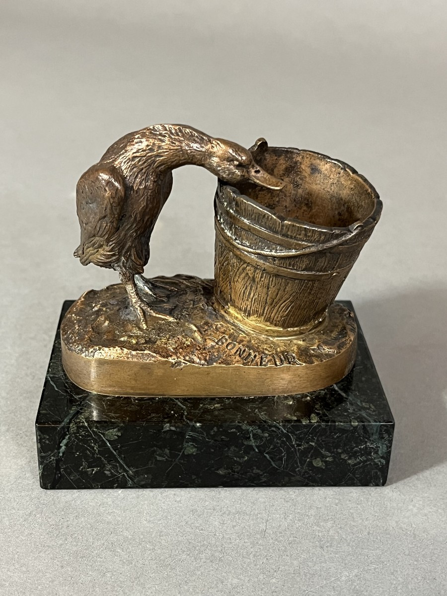 Bronze Animal Sculpture, Goose In A Tub, Isidore Bonheur