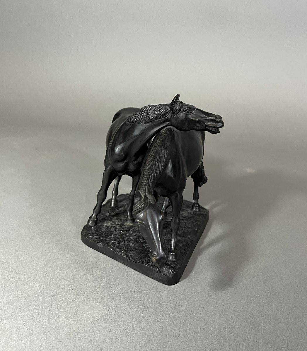Animal Bronze Sculpture, Pair Of Horses, Yves Benoit Gironière-photo-2