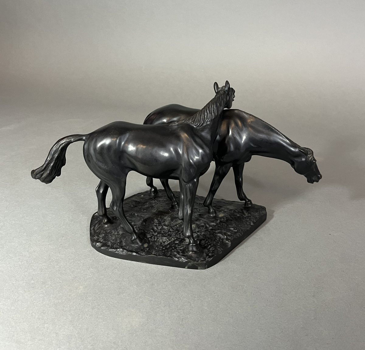 Animal Bronze Sculpture, Pair Of Horses, Yves Benoit Gironière-photo-3