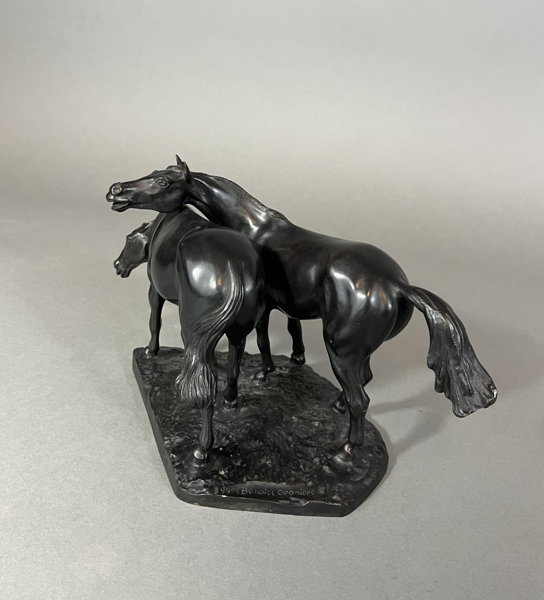 Animal Bronze Sculpture, Pair Of Horses, Yves Benoit Gironière-photo-4