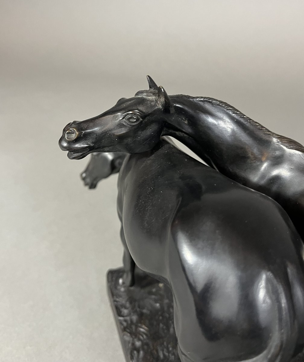 Animal Bronze Sculpture, Pair Of Horses, Yves Benoit Gironière-photo-2