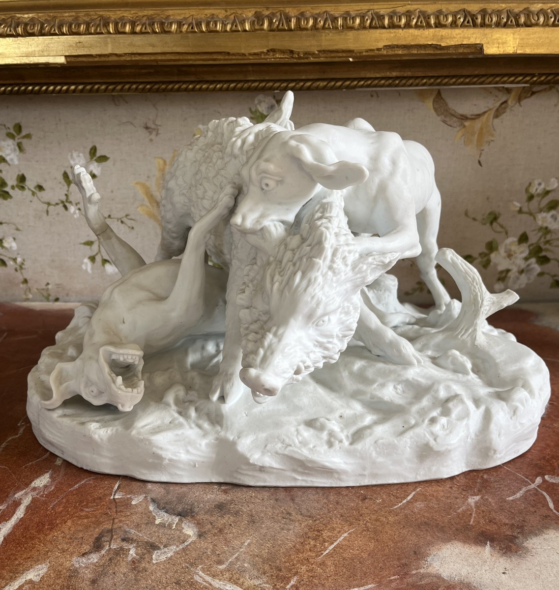 Jean-Baptiste OUDRY , chasse au sanglier, biscuit