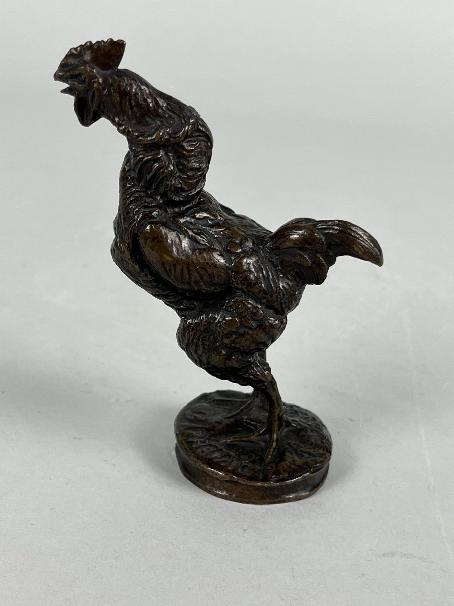Emmanuel Fremiet, Animal Bronze Sculpture, Crowing Rooster-photo-3