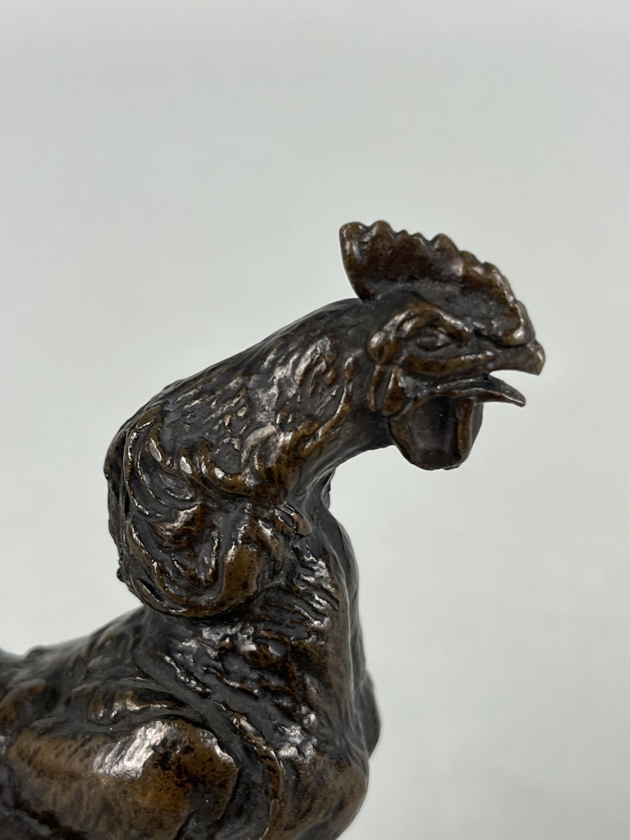 Emmanuel Fremiet, Animal Bronze Sculpture, Crowing Rooster