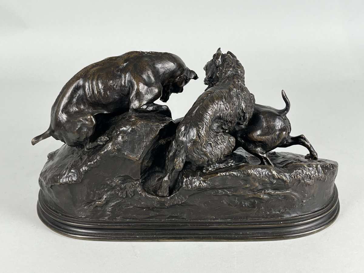 Pierre Jules Mène, Animal Bronze Sculptures, Hunting Dogs, Rat Terrier-photo-2