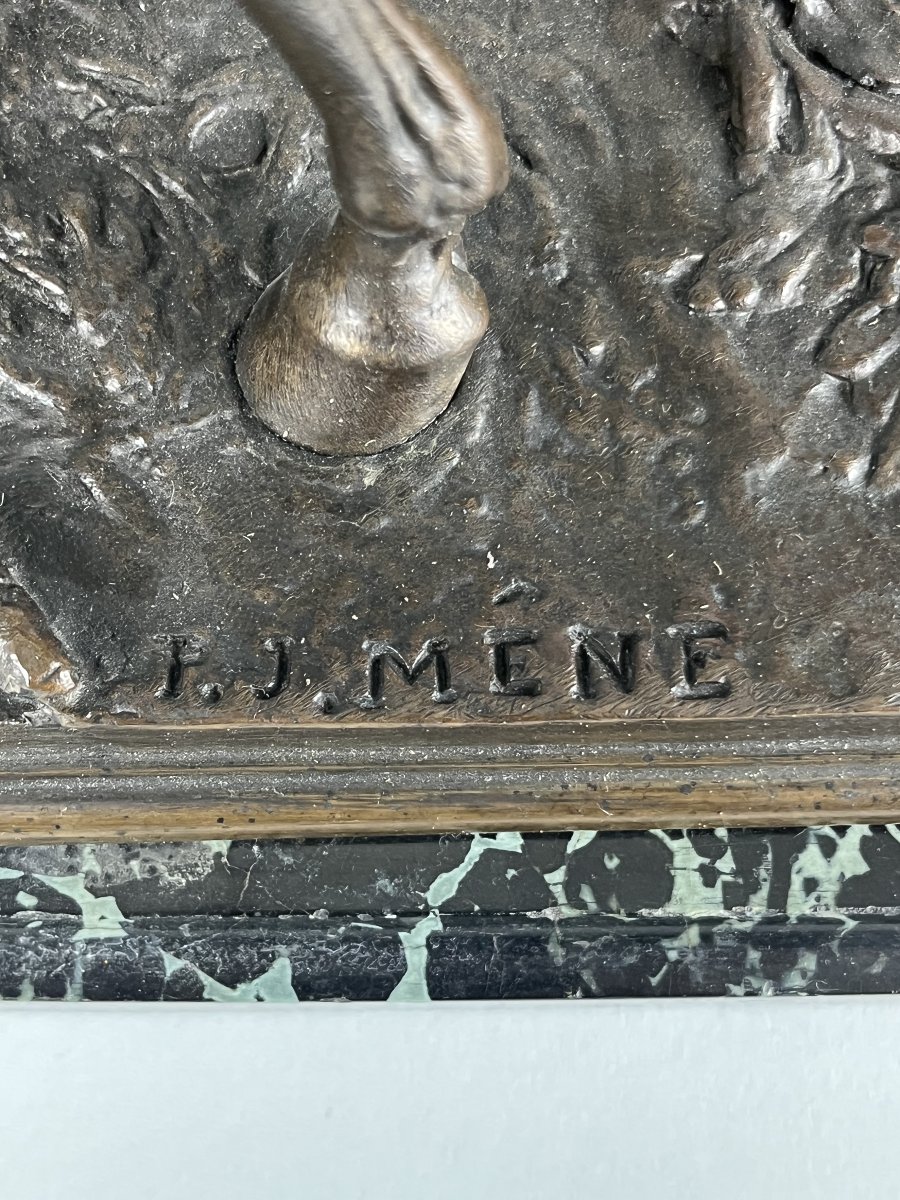Pierre Jules Mène, Animal Bronze Sculpture, "djinn On Horseback At The Gate"-photo-2