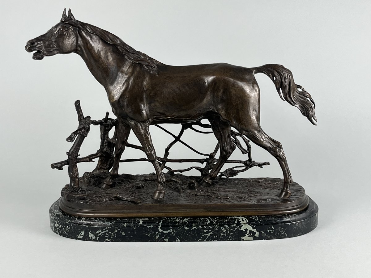Pierre Jules Mène, Animal Bronze Sculpture, "djinn On Horseback At The Gate"-photo-3